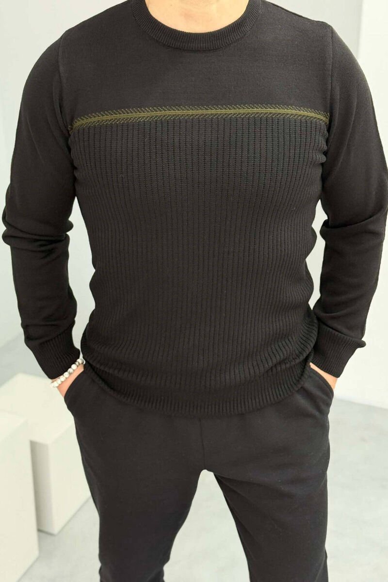 ROUND NECK SIMPLE MEN SWEATER BLACK/ E ZEZE - 1