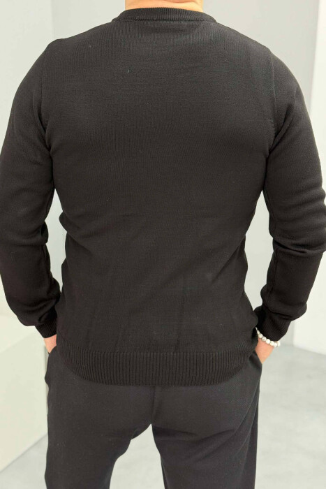 ROUND NECK SIMPLE MEN SWEATER BLACK/ E ZEZE - 3