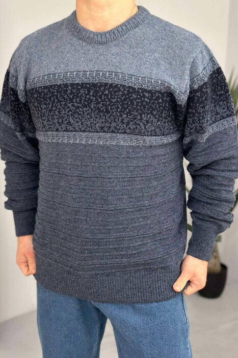 ROUND NECK SIMPLE MEN SWEATER BLUE/BLU - KLAUDIO FASHION