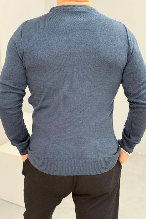 ROUND NECK SIMPLE MEN SWEATER BLUE/BLU - 3