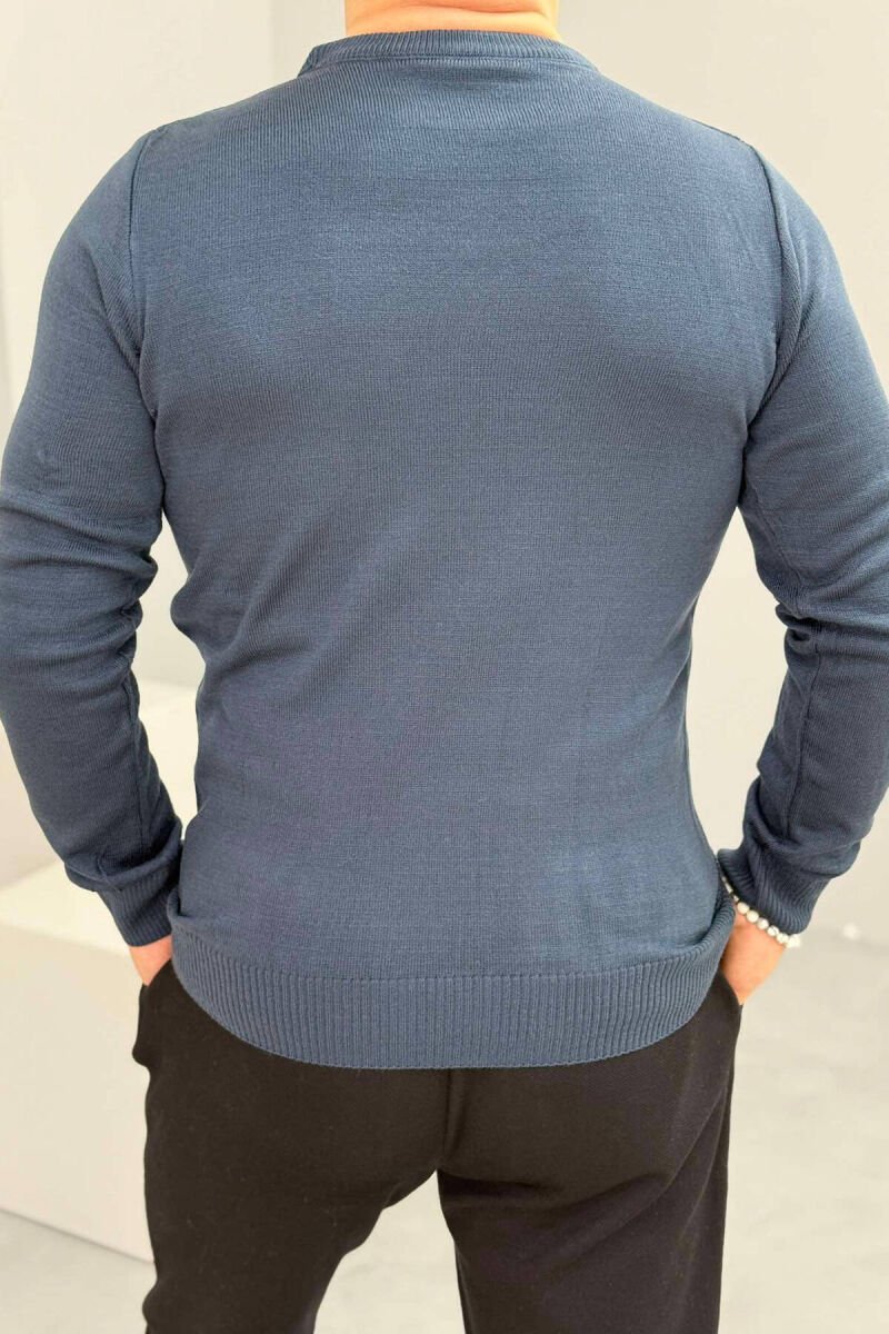 ROUND NECK SIMPLE MEN SWEATER BLUE/BLU - 3