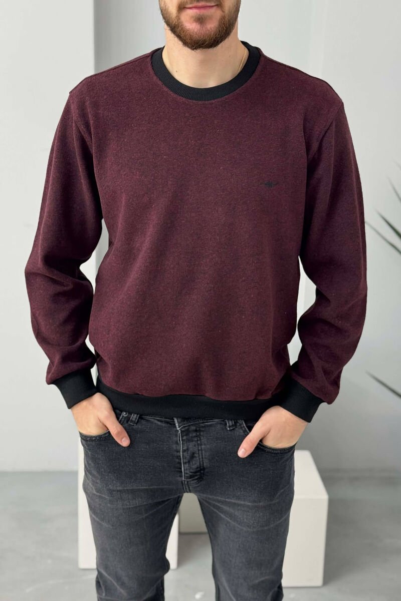 ROUND NECK SIMPLE MEN SWEATER BURGUNDY/VISHNJE - 1
