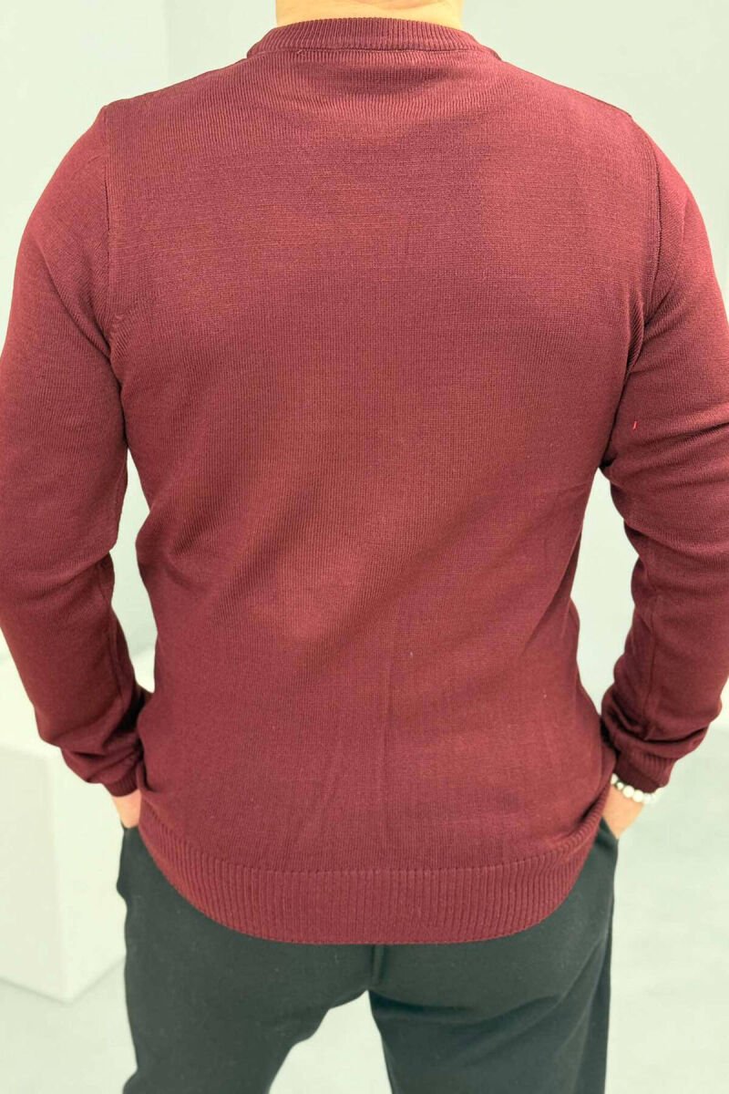 ROUND NECK SIMPLE MEN SWEATER BURGUNDY/VISHNJE - 3