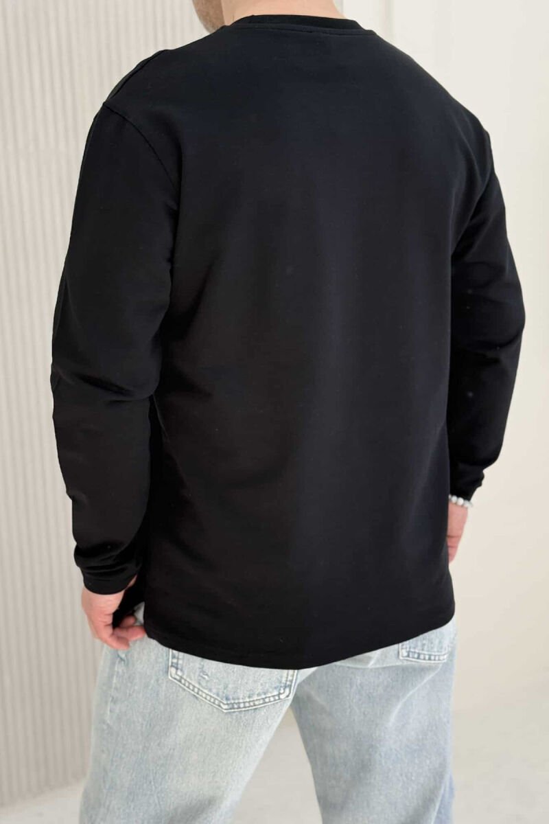 ROUND NECK SIMPLE MEN SWEATSHIRT BLACK/ E ZEZE - 2