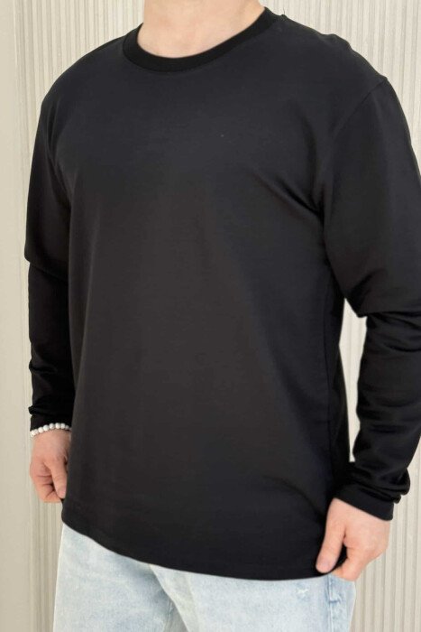 ROUND NECK SIMPLE MEN SWEATSHIRT BLACK/ E ZEZE - 3