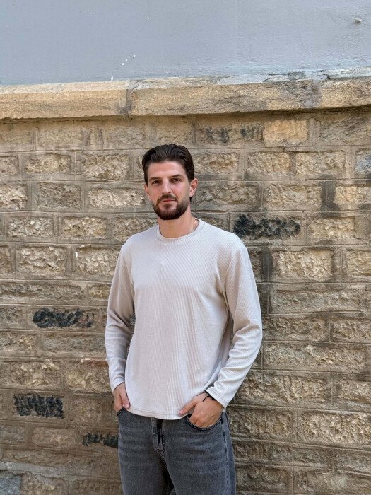 ROUND NECK SIMPLE MEN SWEATSHIRT GREY/GRI - KLAUDIO FASHION