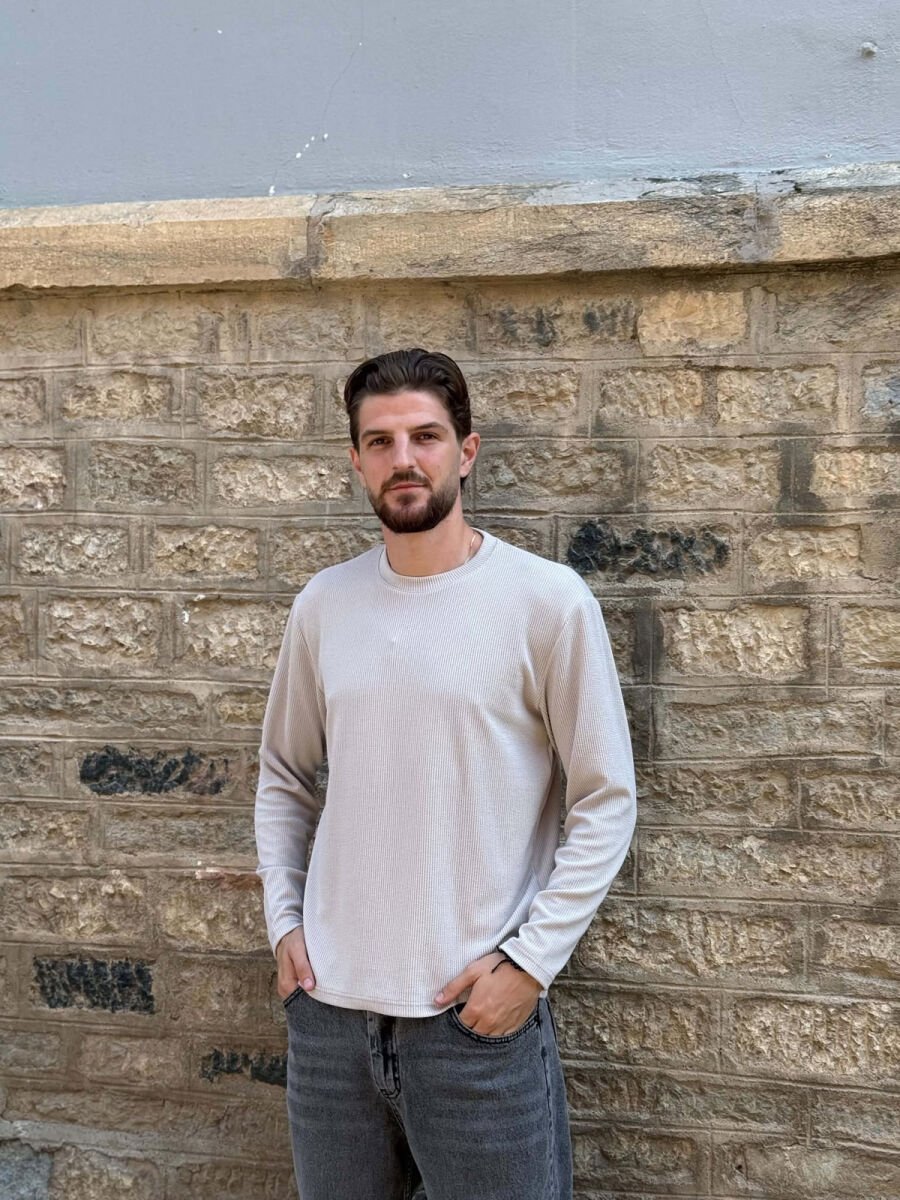 ROUND NECK SIMPLE MEN SWEATSHIRT GREY/GRI - 1