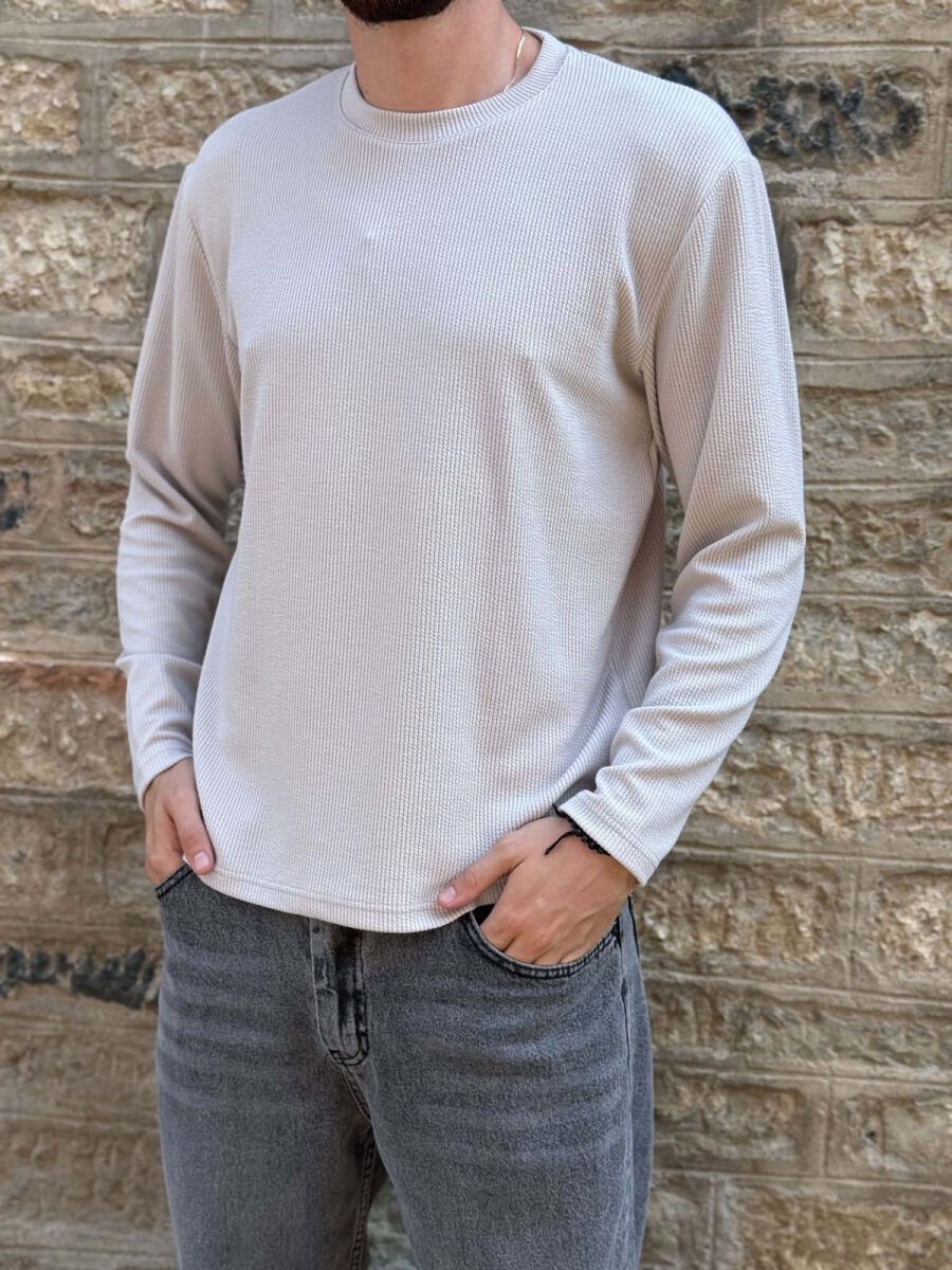 ROUND NECK SIMPLE MEN SWEATSHIRT GREY/GRI - 2