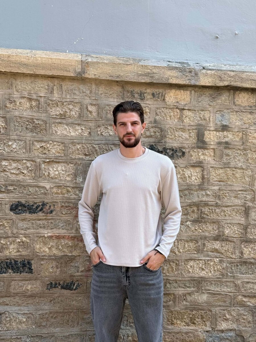 ROUND NECK SIMPLE MEN SWEATSHIRT GREY/GRI - 3