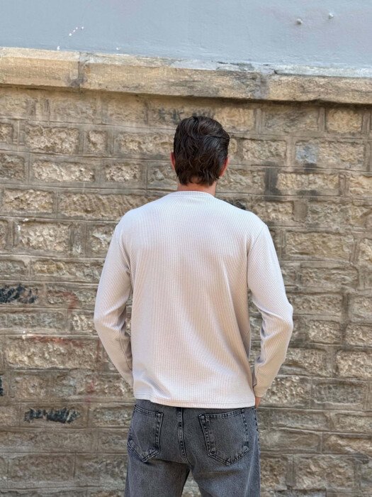 ROUND NECK SIMPLE MEN SWEATSHIRT GREY/GRI - 4