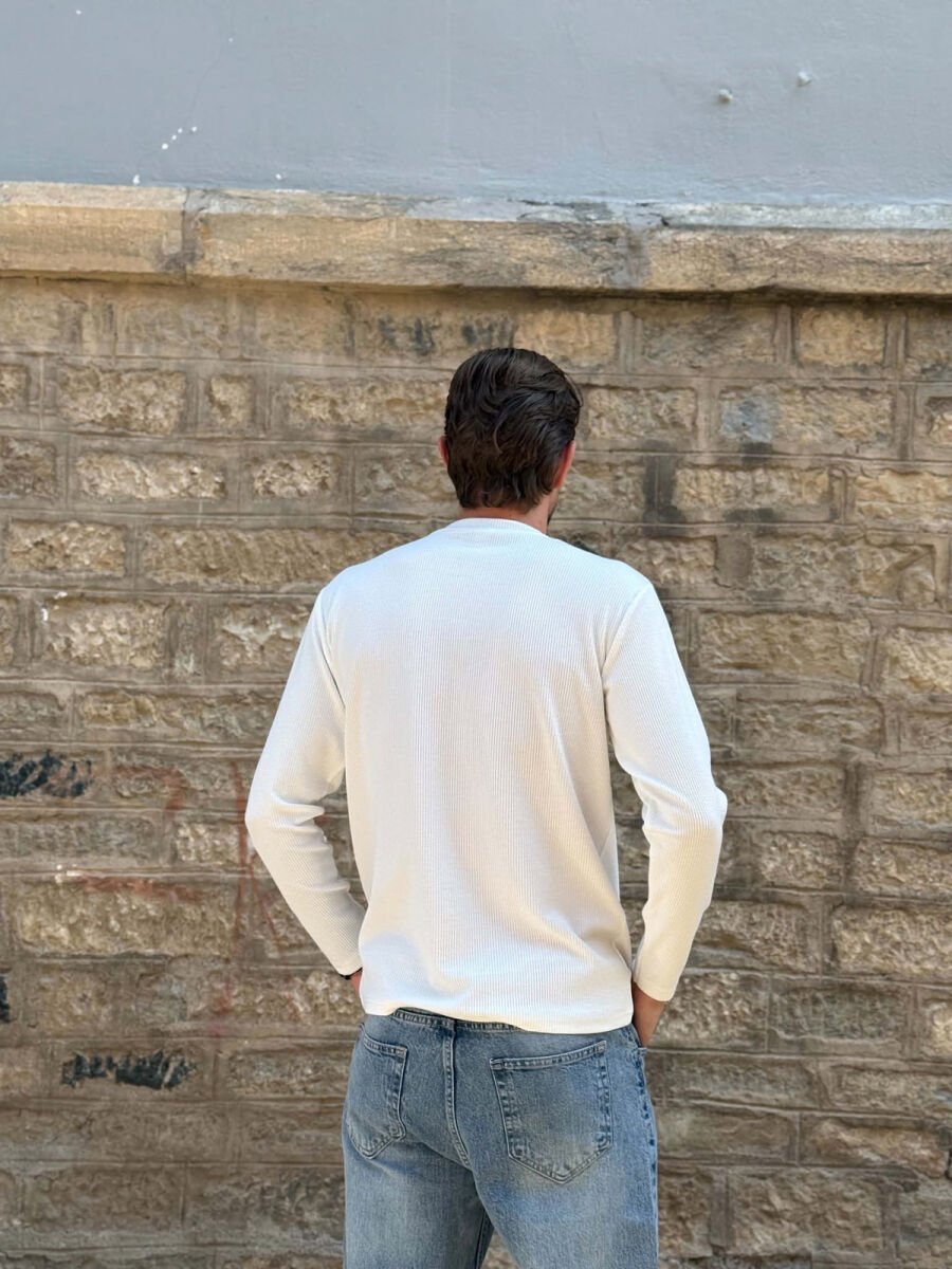 ROUND NECK SIMPLE MEN SWEATSHIRT WHITE-E BARDHE - 4