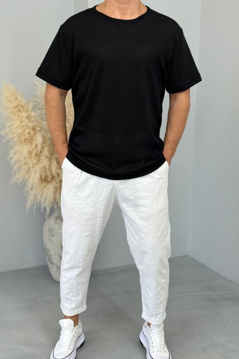 ROUND NECK SIMPLE MEN T-SHIRT BLACK/ E ZEZE - 