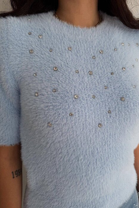 ROUND NECK SIMPLE WOMAN SWEATSHIRT BABY BLUE/BLU BY - 3