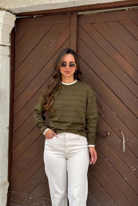 ROUND NECK SIMPLE WOMEN SWEATER GREEN/JESHILE 