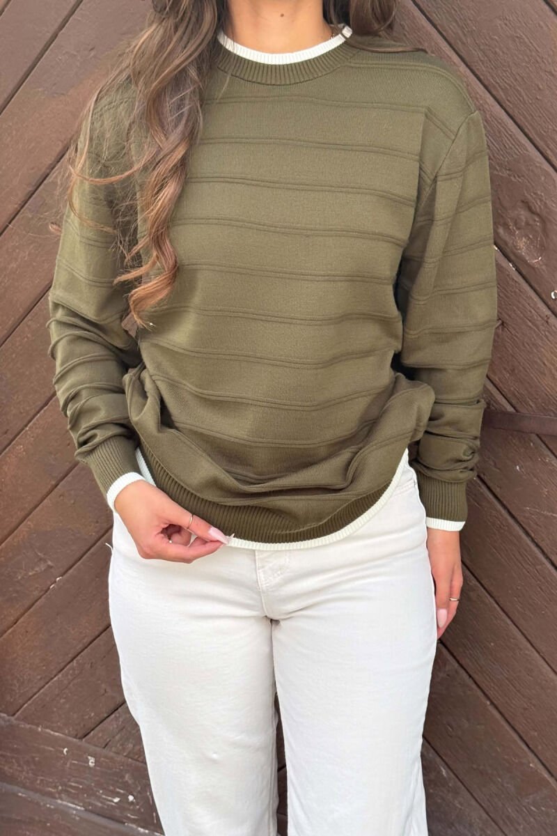 ROUND NECK SIMPLE WOMEN SWEATER GREEN/JESHILE - 3