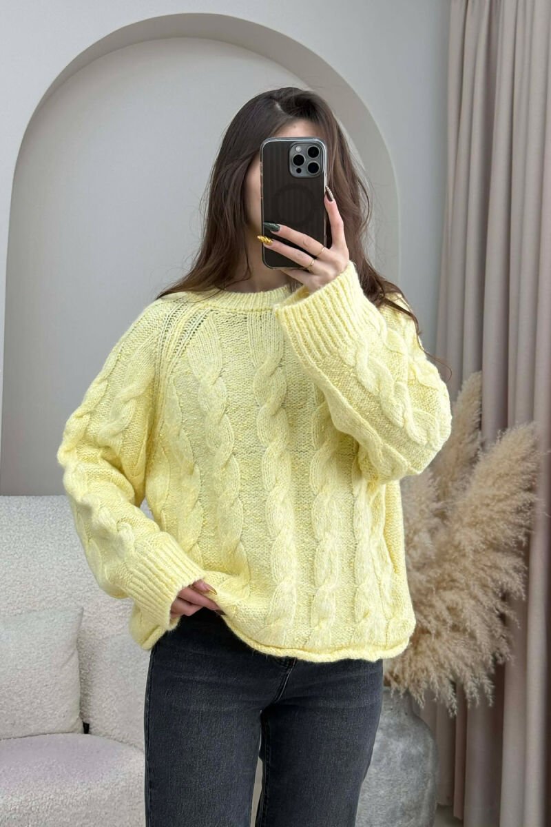 ROUND NECK SIMPLE WOMEN SWEATER YELLOW/E VERDHE - 4