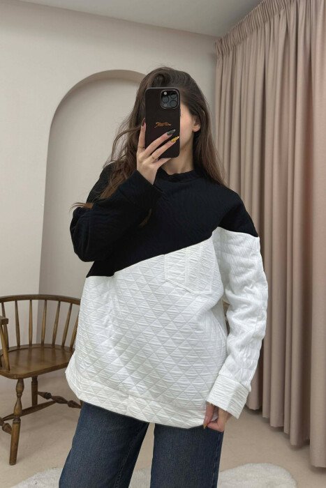 ROUND NECK SIMPLE WOMEN SWEATSHIRT BLACK/ E ZEZE 