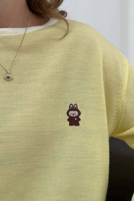 ROUND NECK SMALL LOGO WOMAN SWEATER YELLOW/E VERDHE - 3
