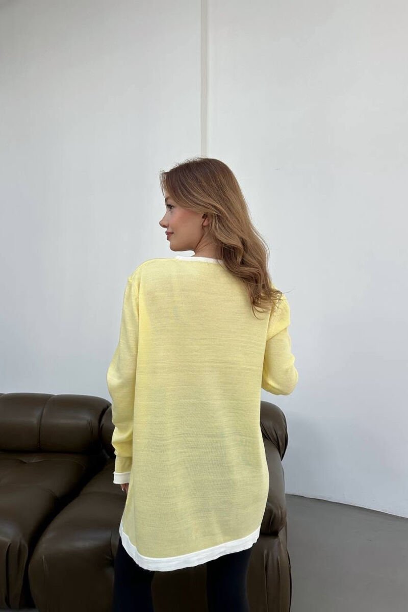 ROUND NECK SMALL LOGO WOMAN SWEATER YELLOW/E VERDHE - 4