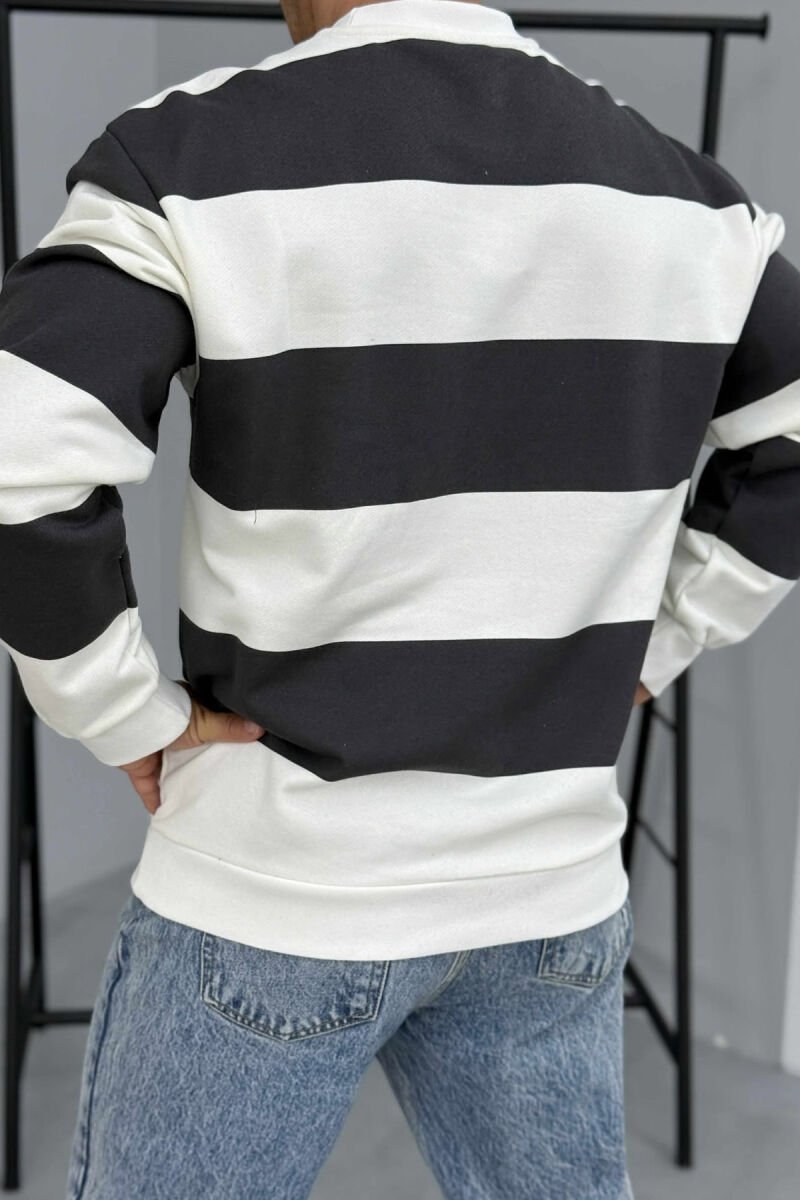 ROUND NECK STRIPE DESIGN MEN SWEATSHIRT DARK GREY/GEE - 4