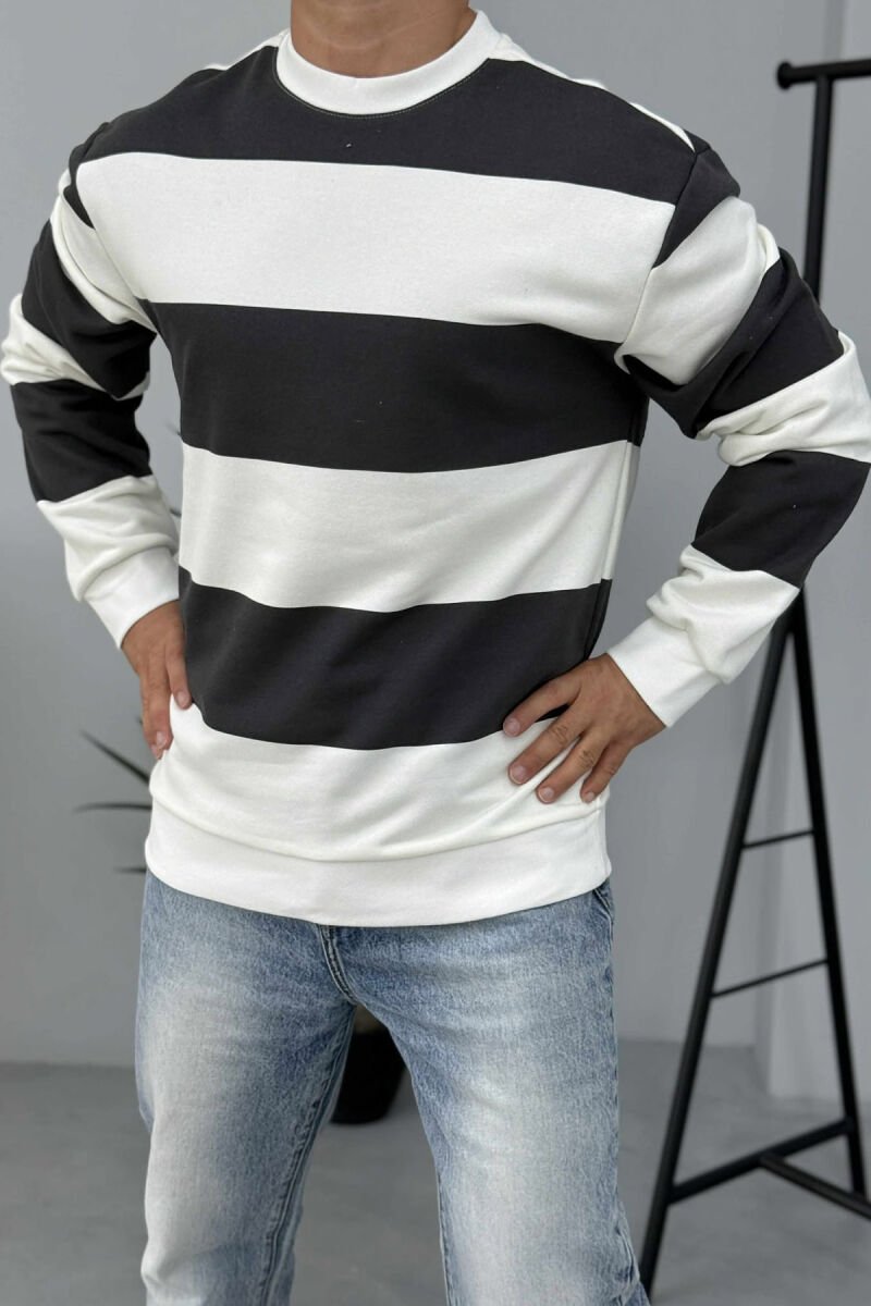 ROUND NECK STRIPE DESIGN MEN SWEATSHIRT DARK GREY/GEE - 5