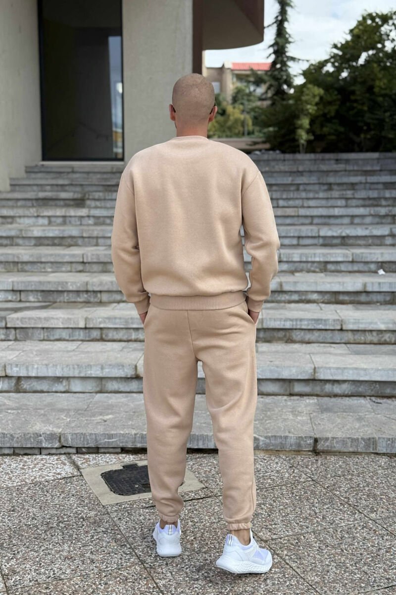 ROUND NECK SWEATSHIRT+JOGGERS FLUFFY MEN SET BEIGE/BEZHE - 5