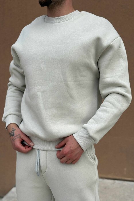 ROUND NECK SWEATSHIRT+JOGGERS FLUFFY MEN SET BRIGHT GREY/GRI E SHNDRITSHME - 2