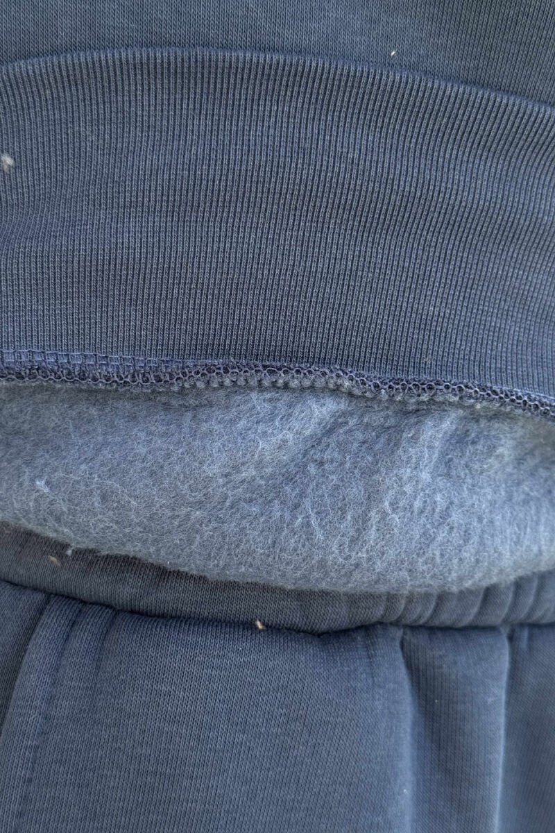 ROUND NECK SWEATSHIRT+JOGGERS FLUFFY MEN SET DARK BLUE/BEE - 4