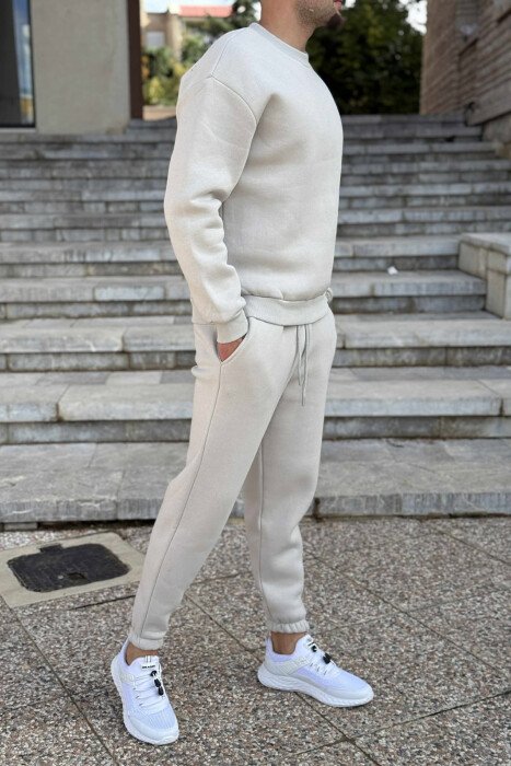 ROUND NECK SWEATSHIRT+JOGGERS FLUFFY MEN SET LIGHT GREY/GZ - 4