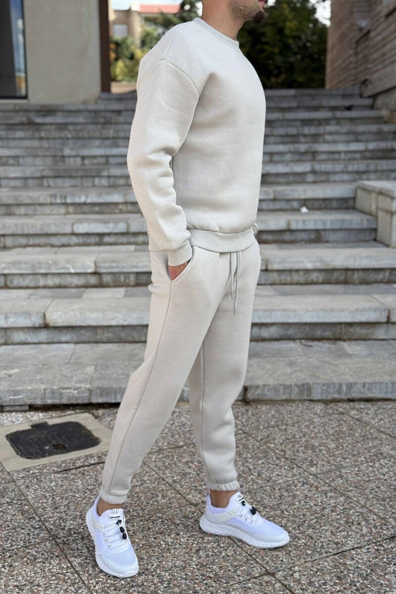 ROUND NECK SWEATSHIRT+JOGGERS FLUFFY MEN SET LIGHT GREY/GZ - 4