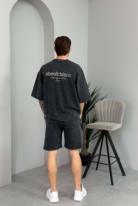 ROUND NECK T-SHIRT + SHORTS MEN SET DARK GREY/GEE - 4