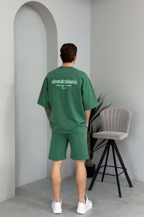 ROUND NECK T-SHIRT + SHORTS MEN SET GREEN/JESHILE - 4