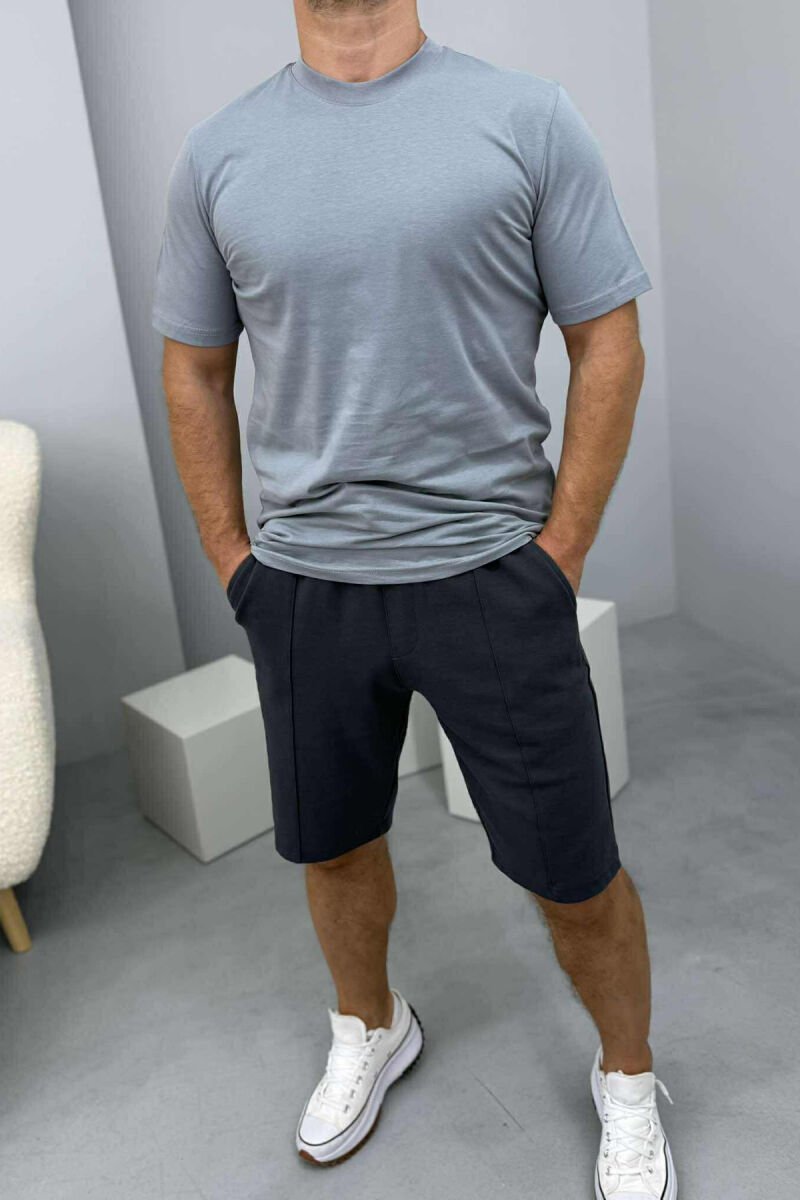 ROUND NECK T-SHIRT+SHORTS SIMPLE MEN SET GREY/GRI - 1
