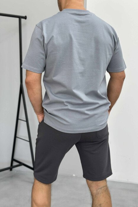 ROUND NECK T-SHIRT+SHORTS SIMPLE MEN SET GREY/GRI - 4