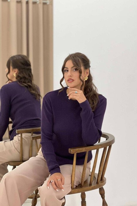 ROUND NECK WOMEN SWEATER PURPLE/LEJLA - 3