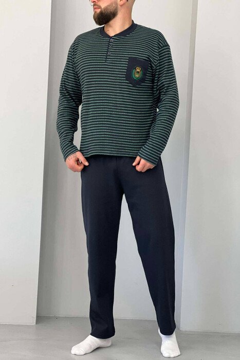 ROYAL LOGO STRIPE MEN PYJAMAS BLACK-GREEN/ZEJE - KLAUDIO FASHION