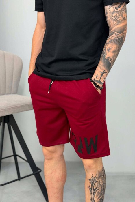 R&W SIMPLE SHORT MEN SWEATPANTS BURGUNDY/VISHNJE - 2