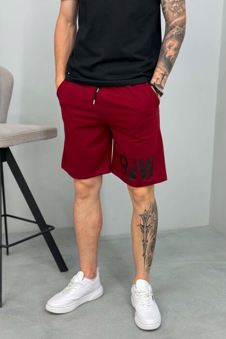 R&W SIMPLE SHORT MEN SWEATPANTS BURGUNDY/VISHNJE - 4