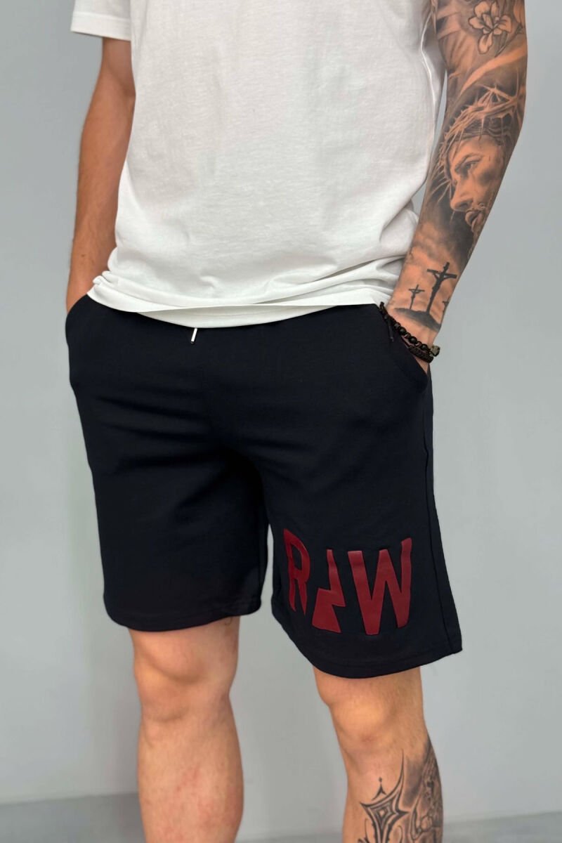 R&W SIMPLE SHORT MEN SWEATPANTS DARK BLUE/BEE - 2