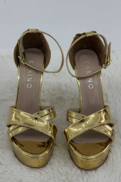 SANDALE TË SHNDRITSHME ME TAKË PËR FEMRA NË NGJYRË GOLD - 3