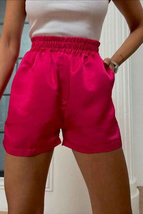 SATEN ONE COLOR WOMAN SHORTS FUCHSIA/CIKLAMI - KLAUDIO FASHION