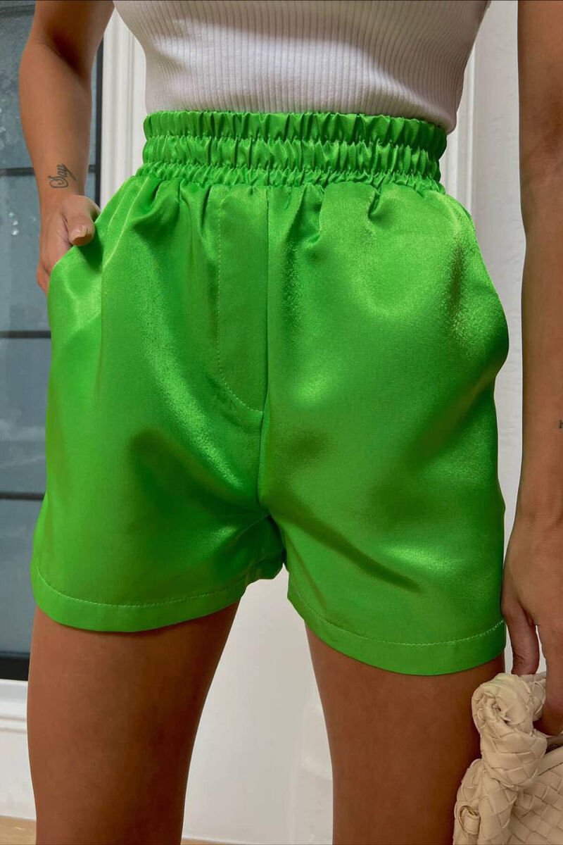 SATEN ONE COLOR WOMAN SHORTS LIGHT GREEN/JEZB - 1