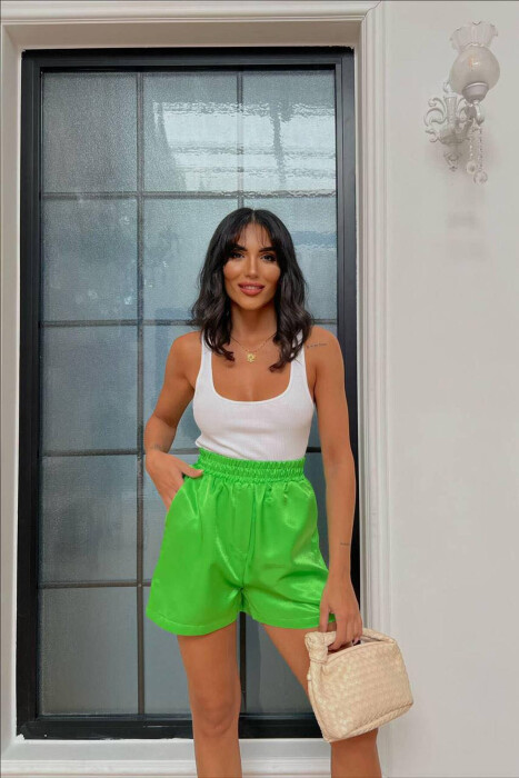 SATEN ONE COLOR WOMAN SHORTS LIGHT GREEN/JEZB - 2