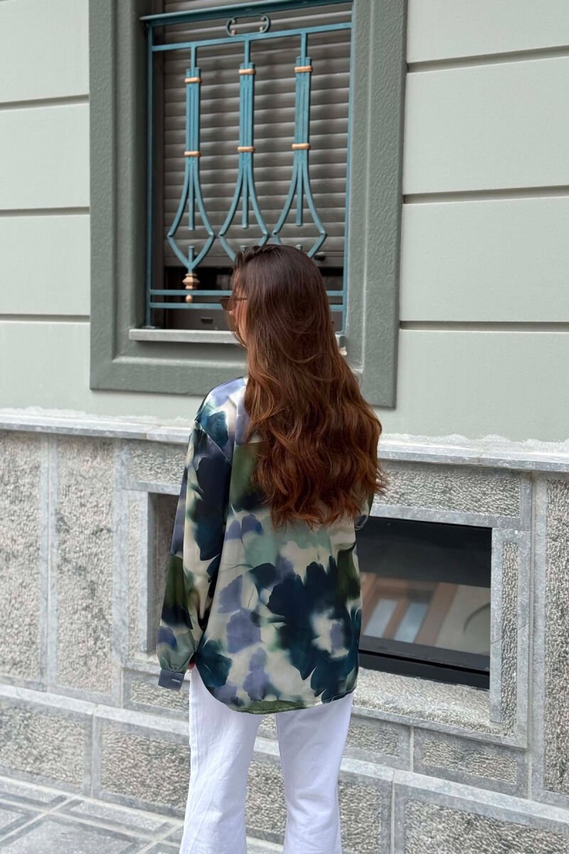 SATIN ABSTRACT DESIGN WOMEN SHIRT GREEN/JESHILE - 6