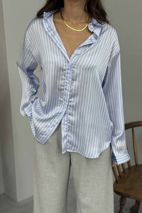 SATIN LINES WOMAN SHIRT LIGHTBLUE/BZ - 3