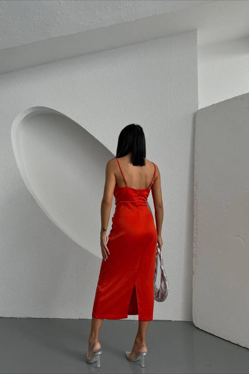 SATIN LONG DRESS ORANGE/PORTOKALLI - 2