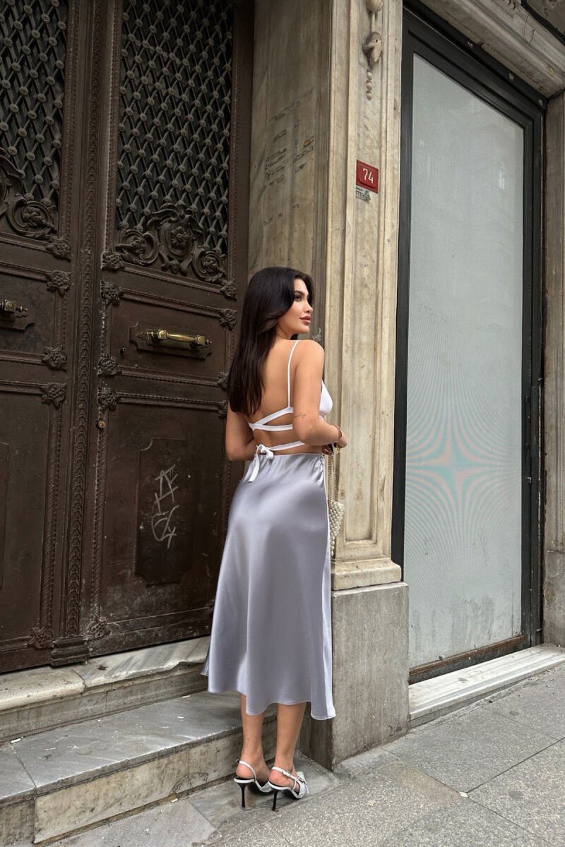 SATIN SIMPLE SKIRT GREY/GRI - 4
