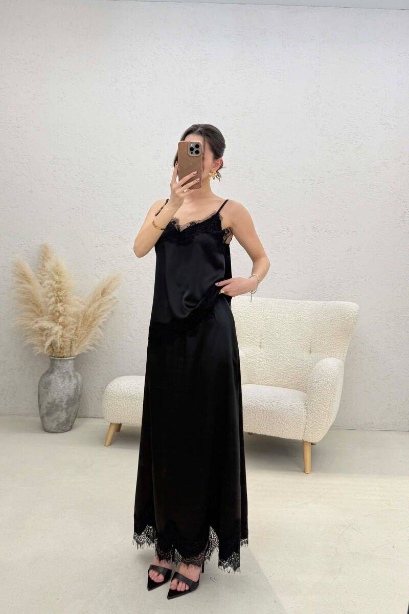 SATIN TANK TOP + SKIRT WOMAN SET BLACK/ E ZEZE - 3