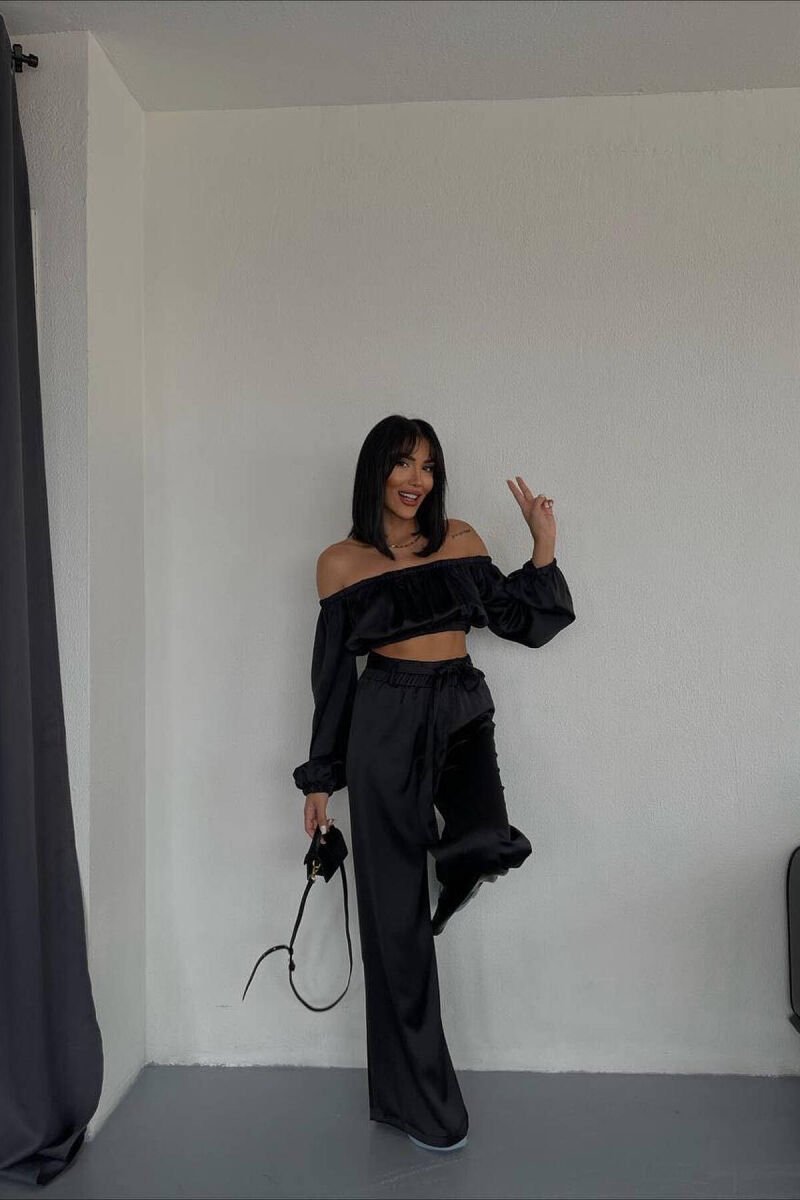 SATIN TWO PIECES WOMAN SET BLACK/ E ZEZE - 3