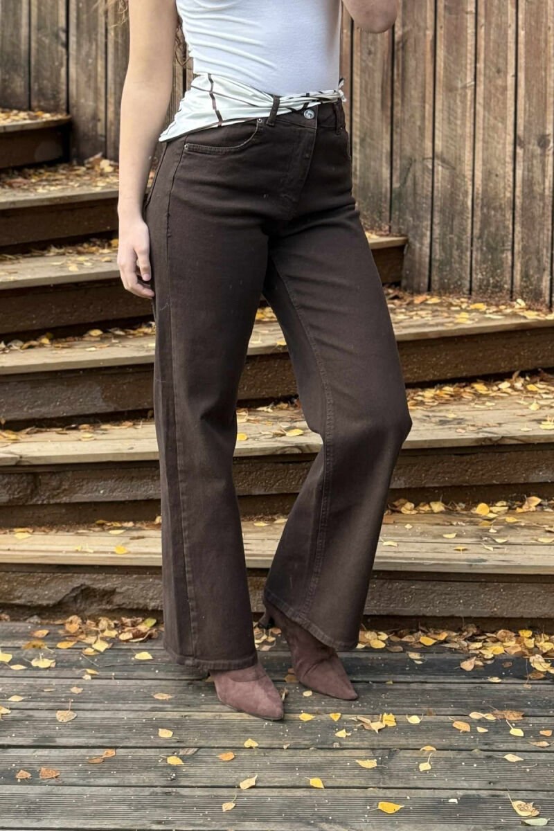 SCARF DETAIL ONE COLOR WOMEN JEANS DARK BROWN/KAE - 1